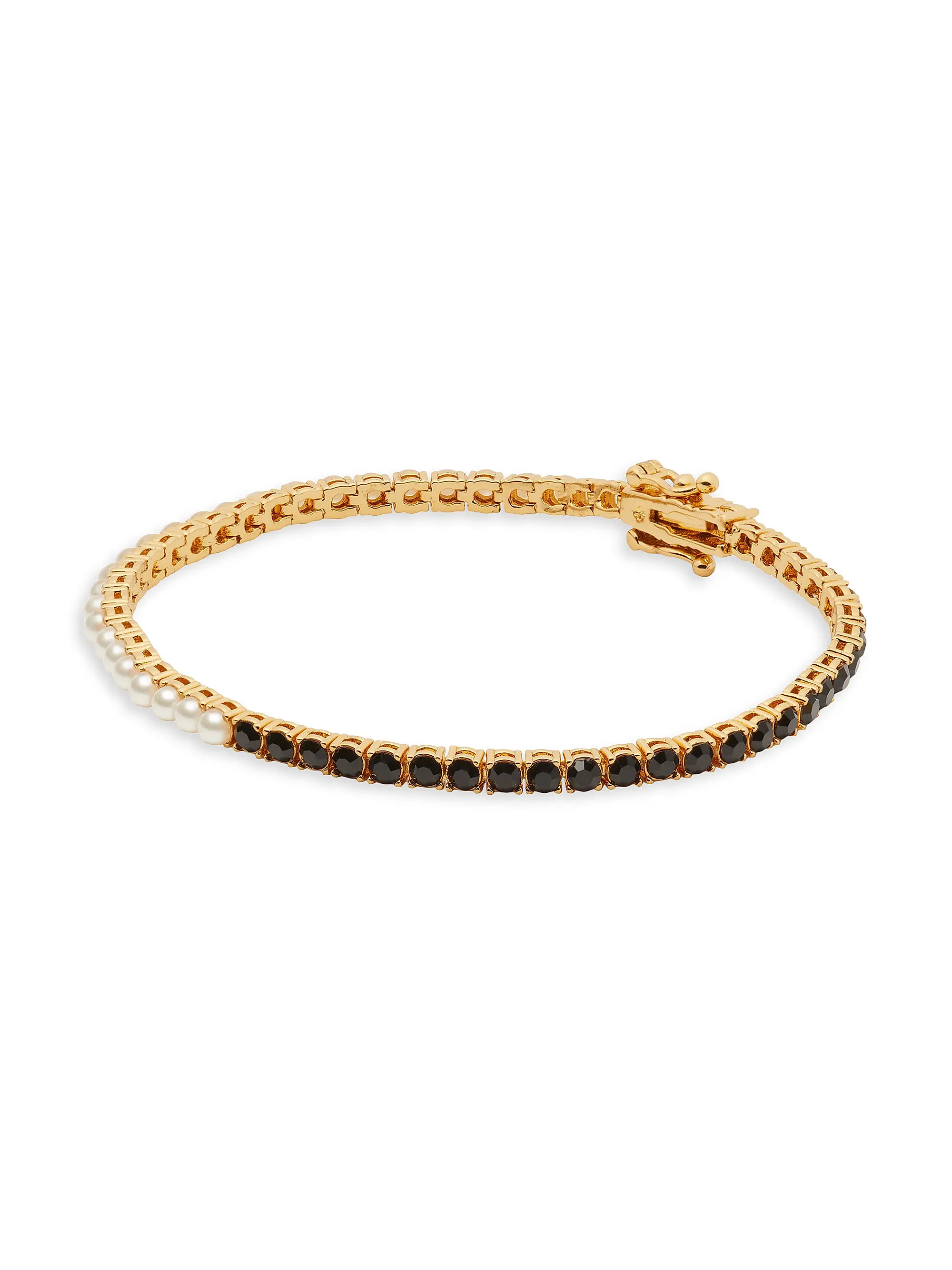 Goldtone, Glass Crystal & Imitation Pearl Tennis Bracelet | Saks Fifth Avenue