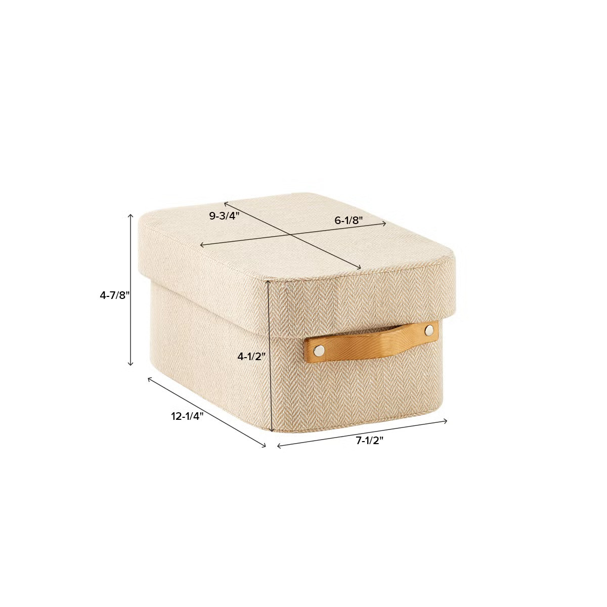 Herringbone Storage Boxes with Wooden Handles | The Container Store