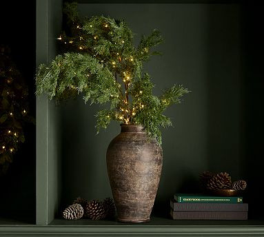 Faux Lit Green Cedar Branch | Pottery Barn (US)