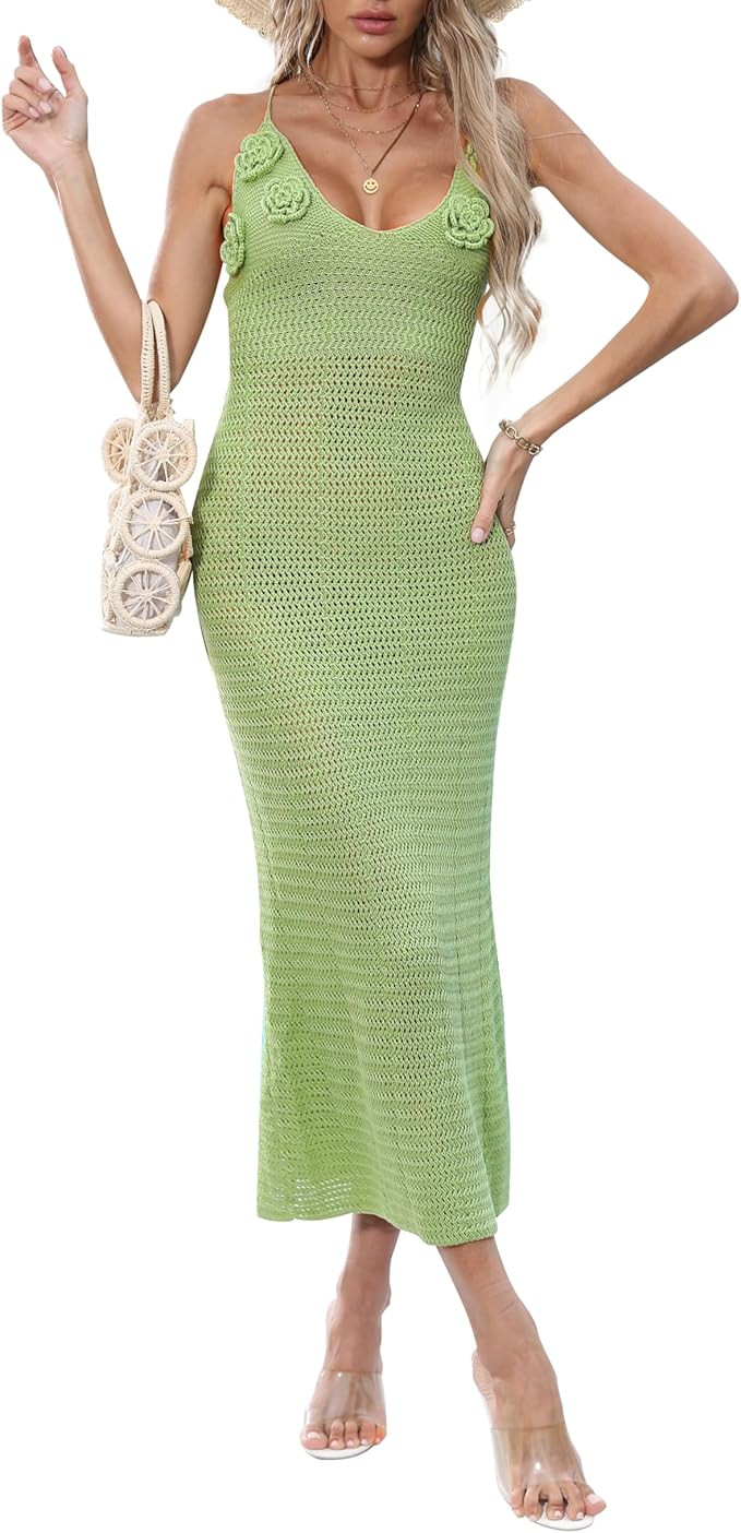 Womens Swimsuit Crochet Cover Up Summer Beach Knit Sexy Swimwears for Women. Beach Bodycon Dress ... | Amazon (US)