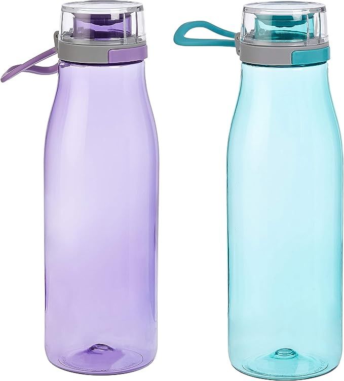 Amazon Basics Tritan Water Bottle with Action Lid – 24-Ounce, 2-Pack, Blue and Purple | Amazon (US)