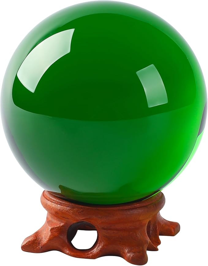 Green Large Crystal Ball 100mm/3.9 inch with Rose Wooden Stand and Gift Box for lensball Photogra... | Amazon (US)