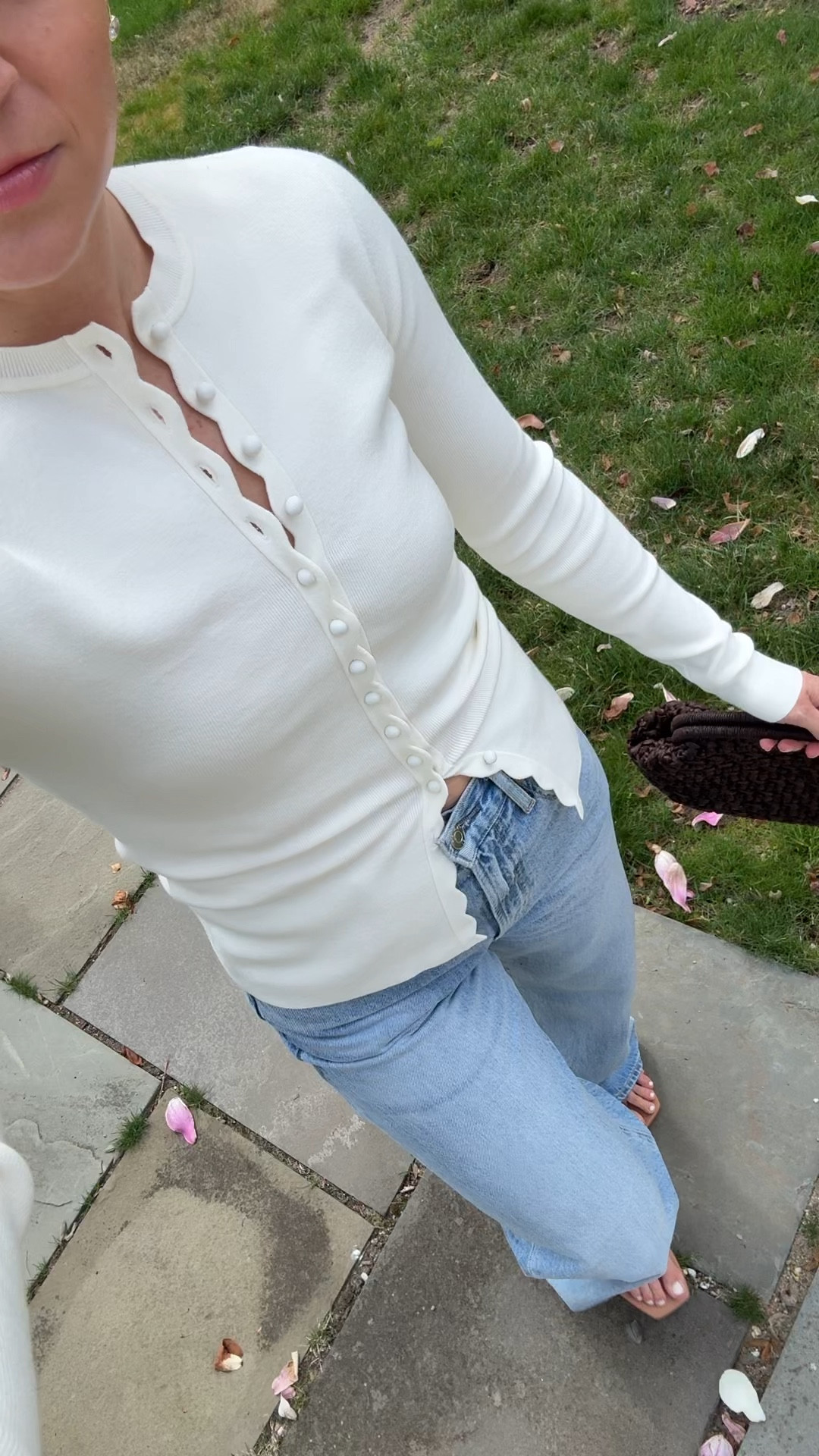 Spring outfit 
-small top
-26R pants, I’m 5’5 (15% off with STYLEDSNAPSHOTS)
-heels tts (mine are last year style, but linked updated version) 