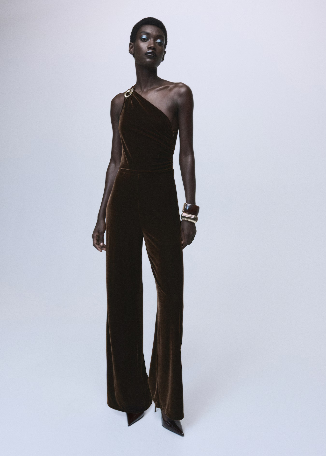 Velvet jumpsuit with metallic detail | Mango (US/MX/AU)
