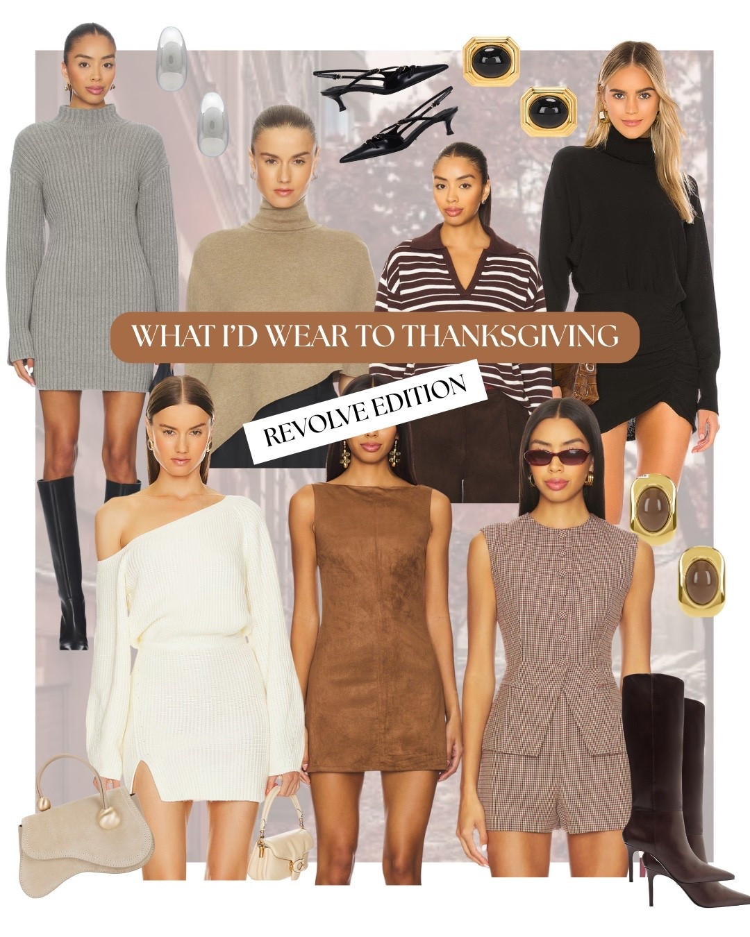 What I’d wear to Thanksgiving 🍂🤎 Revolve edition — all the cozy brown and neutral vibes. Think sweater dresses, capes, boots, matching sets and chic fall accessories for that effortless Thanksgiving outfit look. Shop my fall outfit inspo and holiday style favorites from Revolve ✨

#LTKSeasonal #LTKStyleTip #LTKHoliday