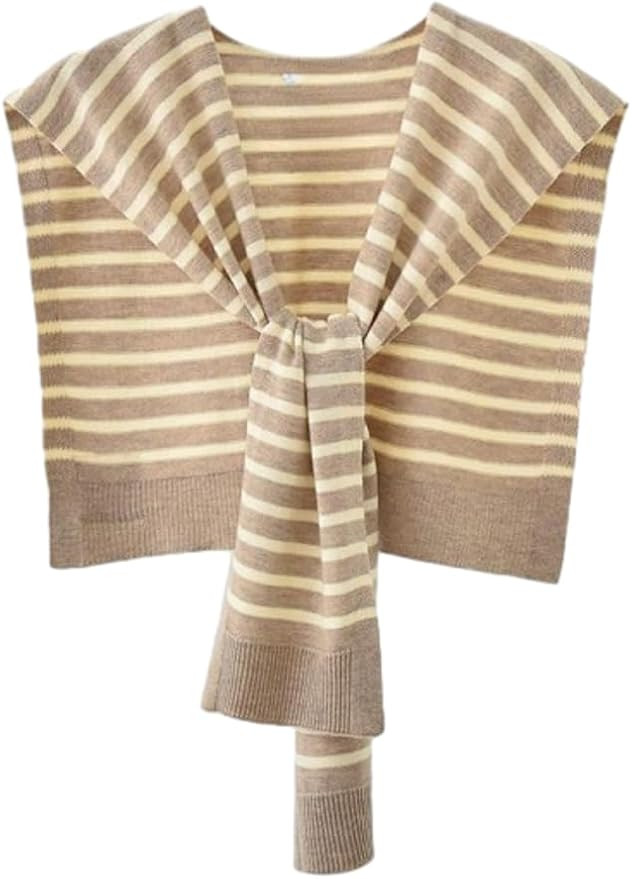 Womens Striped Pashmina Shawls and Wraps Knitted Sweater Casual Shawl Wraps Scarf Cardigan Cape C... | Amazon (US)