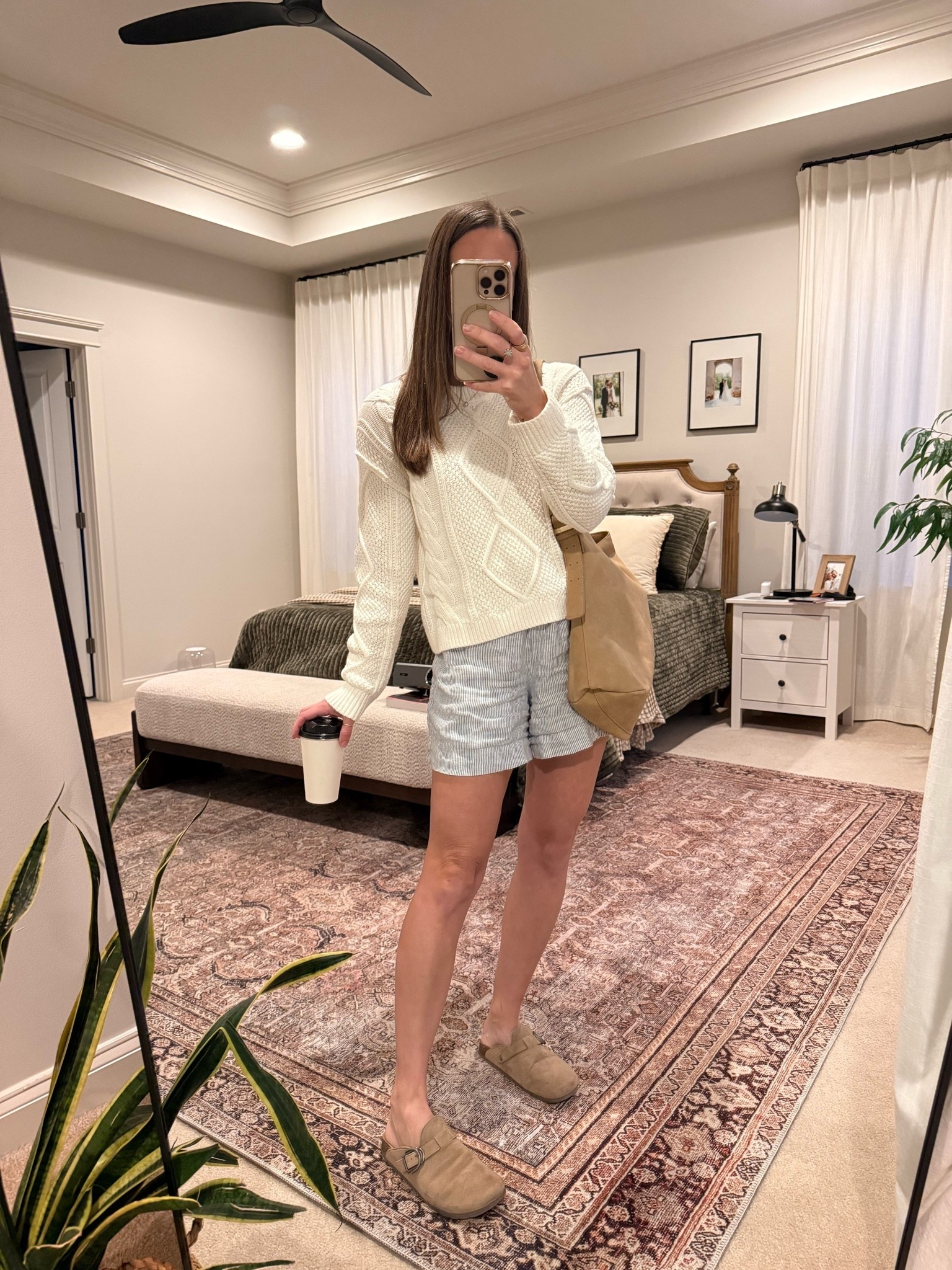 Quince promo code: INFG-26LINENANDLIGHTCO10 for 10% off your first order 🤍

Perfect early fall transition outfit with a Quince cable knit sweater + linen shorts + clogs. Cozy on top, lightweight on the bottom—an easy summer-to-fall outfit, casual mom look, school drop-off outfit, or weekend fall outfit.

Sizing: Quince cable knit sweater: S | Quince linen shorts: XS

#LTKootd #LTKmomlife #LTKSeasonal