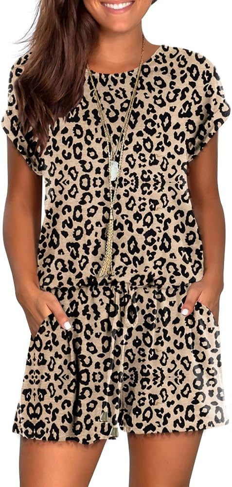 Mokayee Womens Summer Cute Front Tie Short Jumpsuits Rompers with Pockets | Amazon (US)