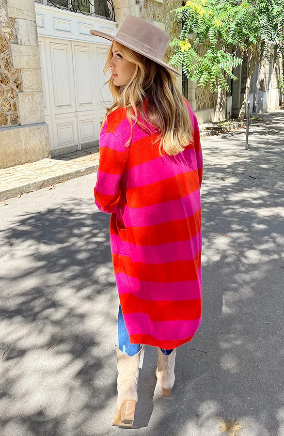 Gestreept Midi Vest Roze Oranje | Themusthaves.nl | The Musthaves (NL)