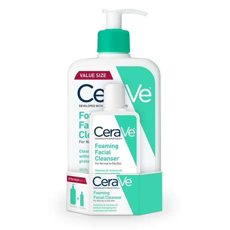 CeraVe Foaming Facial Cleanser, Daily Face Wash for Normal to Oily Skin, 3 fl oz & 16 fl oz - Wal... | Walmart (US)