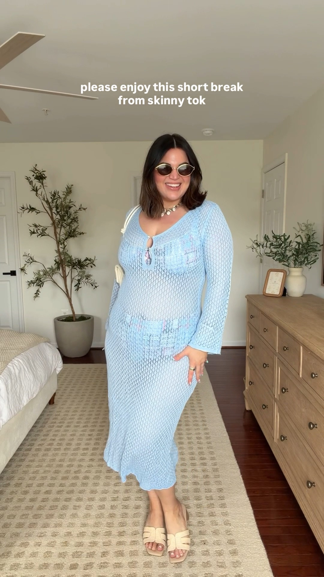 Please enjoy the break from skinnytok ✨ with this vacation outfit 👙 

Swimsuit - top + bottoms: xl @abercrombie 
Cover up : xl 
Heels *old, added similar 
Lip - @InnBeauty Project in shade pink

#LTKxAbercrombie