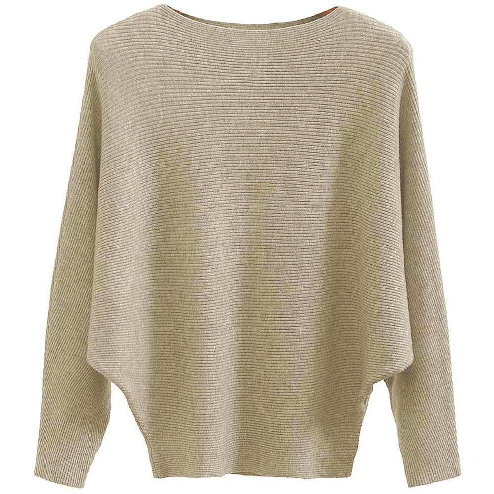GABERLY Boat Neck Batwing Sleeves Dolman Knitted Sweaters and Pullovers Tops for Women | Amazon (US)