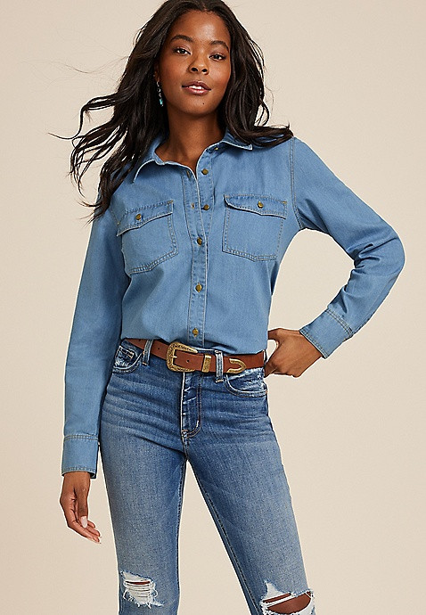 Utility Relaxed Button Down Shirt | Maurices