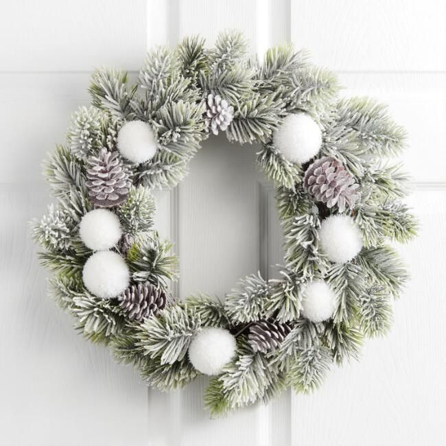 Faux Pine and Snowballs Wreath | World Market