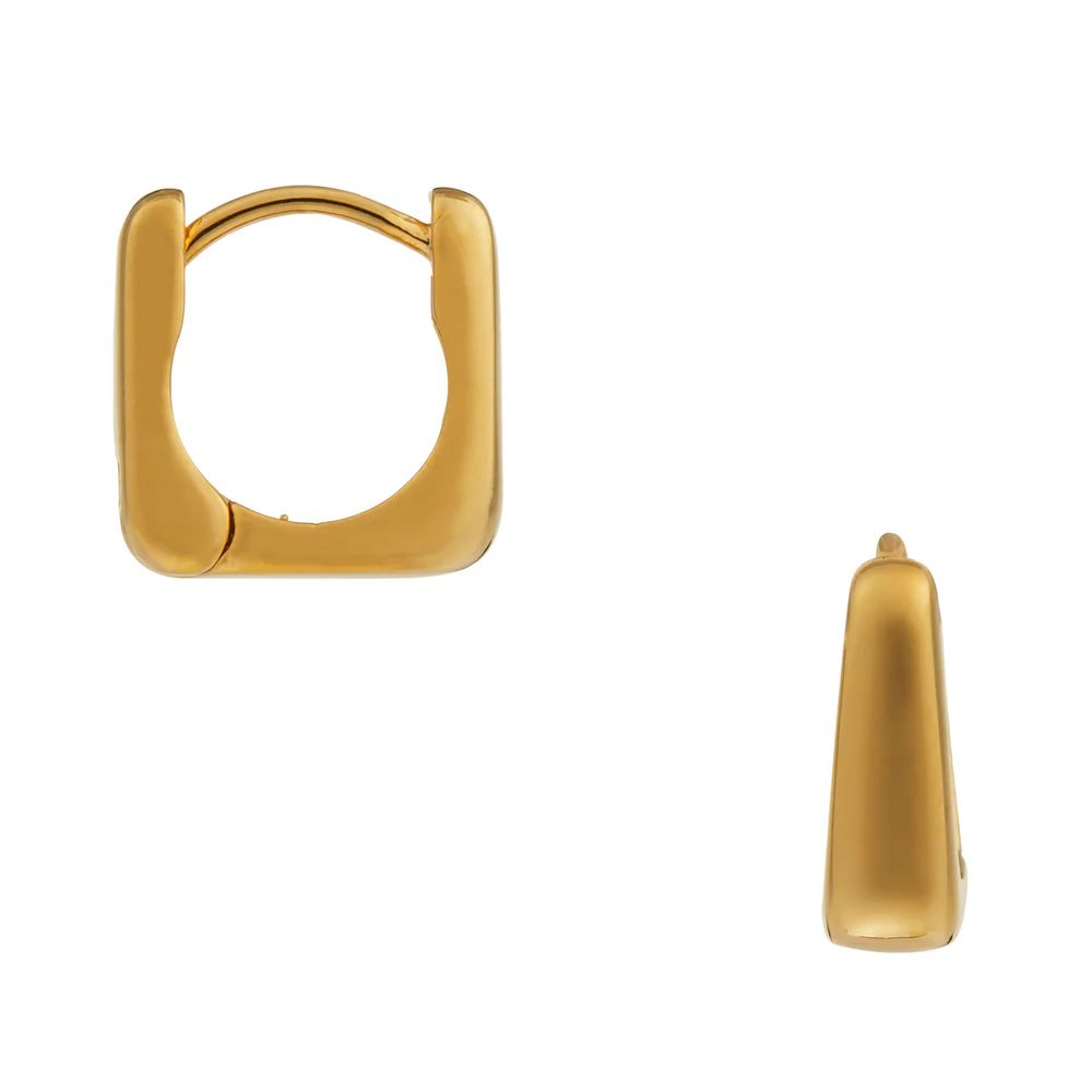 Tapered Square Huggie Hoop Earrings - Gold | Orelia