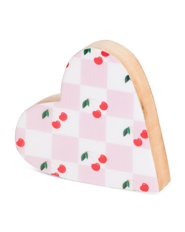 7.5x7 Heart Shaped Decoration With Cherry Pattern | TJ Maxx