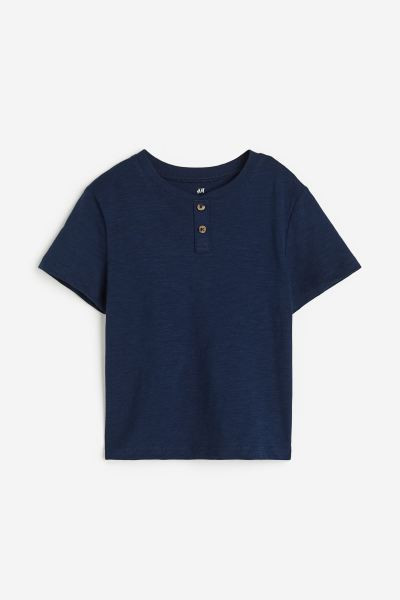 Cotton Henley Shirt - Dark blue - Kids | H&M US | H&M (US + CA)