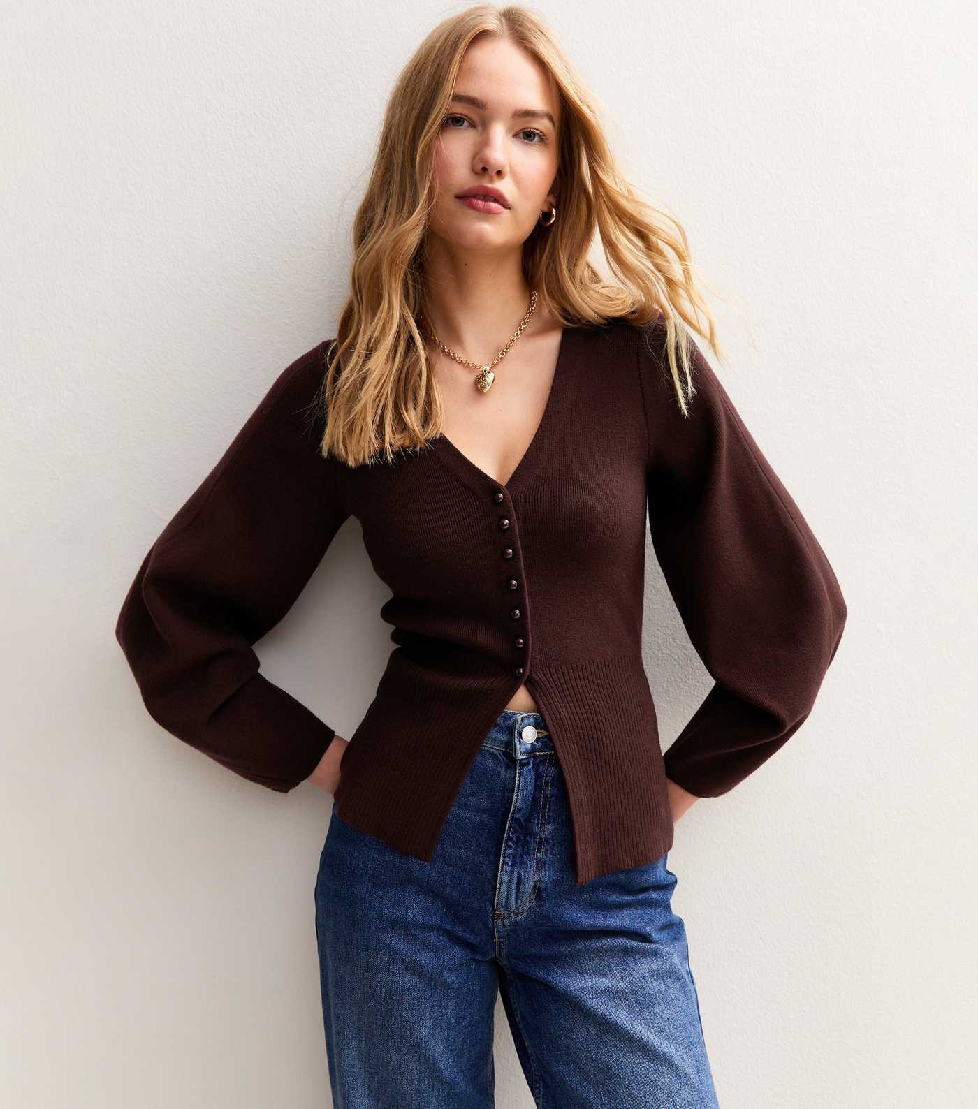 Dark Purple Compact Knit V Neck Cardigan | New Look | New Look (UK)