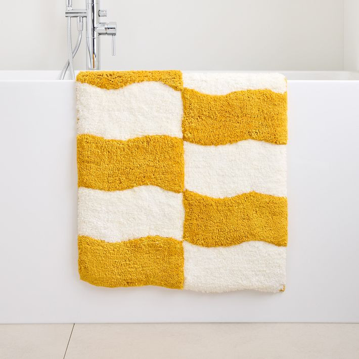 Wavy Blocks Bath Mat | West Elm (US)
