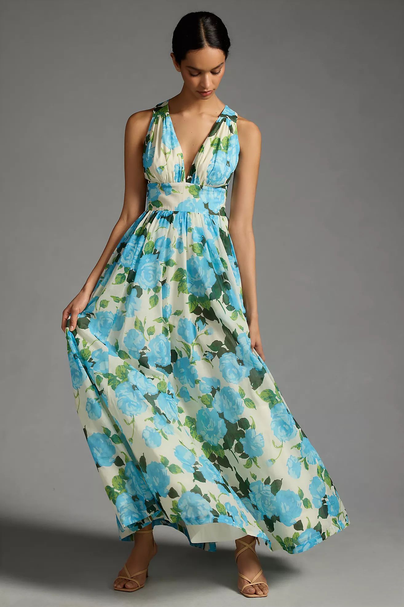 Hope for Flowers by Tracy Reese Printed V-Neck Cross-Back Petticoat Dress | Anthropologie (US)