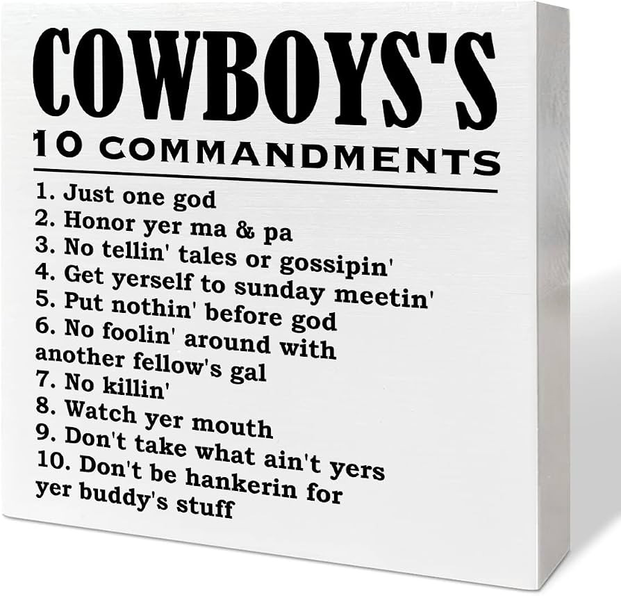 Western Desk Decor, Cowboy's 10 Commandments Wooden Box Sign | Amazon (US)