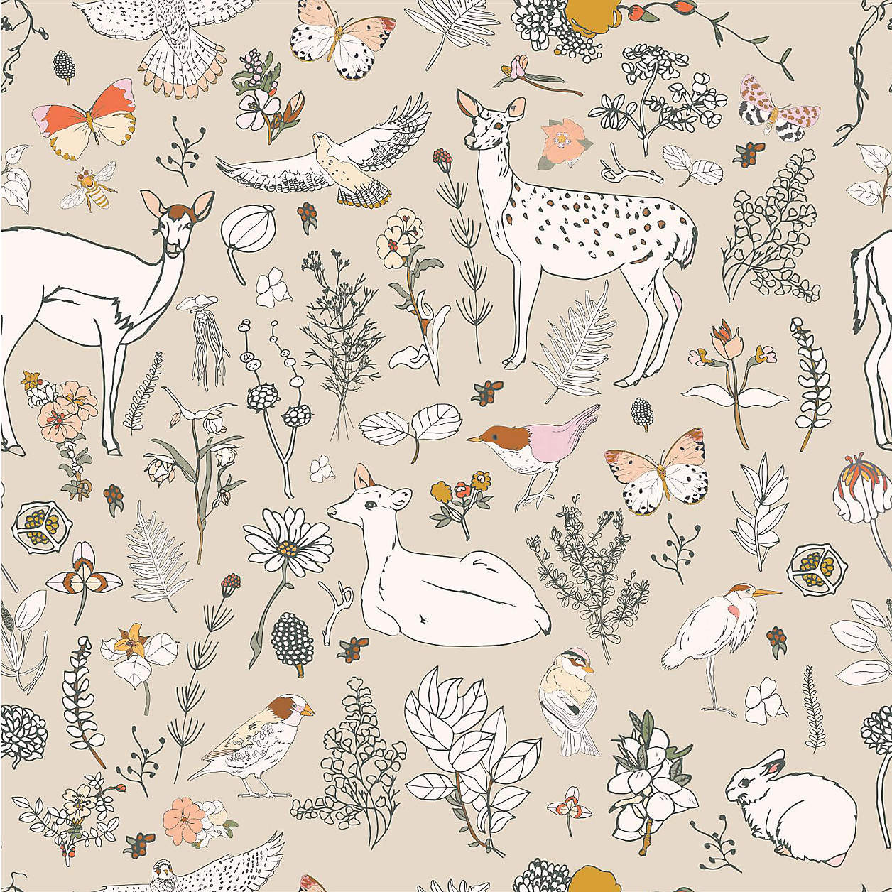 Chasing Paper Woodland Tan Peel and Stick Wallpaper 2' x 12' + Reviews | Crate & Kids | Crate & Barrel