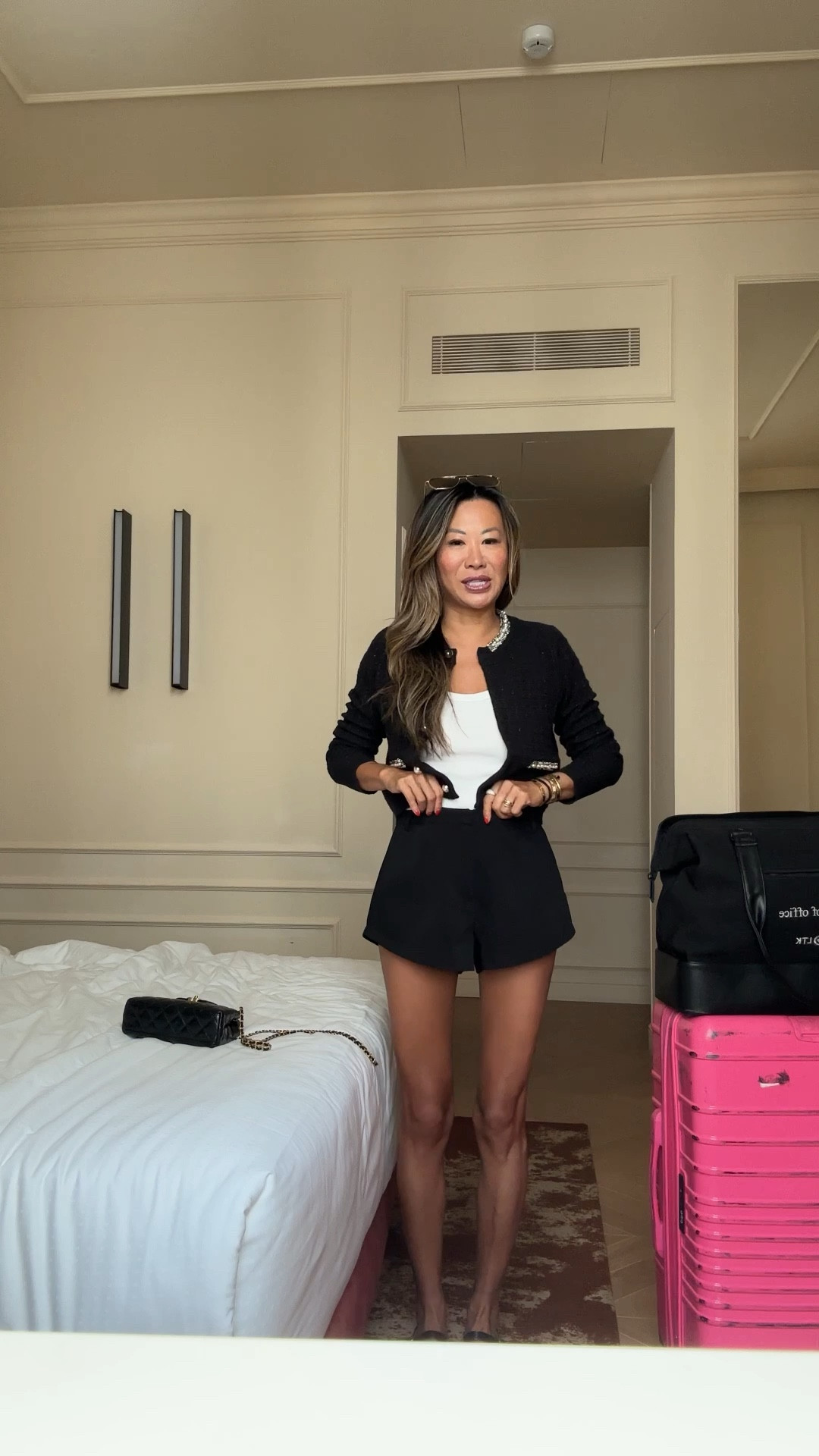 Chanel like Amazon sweater, target tank, best shorts and ballet flats. My fav luggage  

#LTKFindsUnder100 #LTKStyleTip