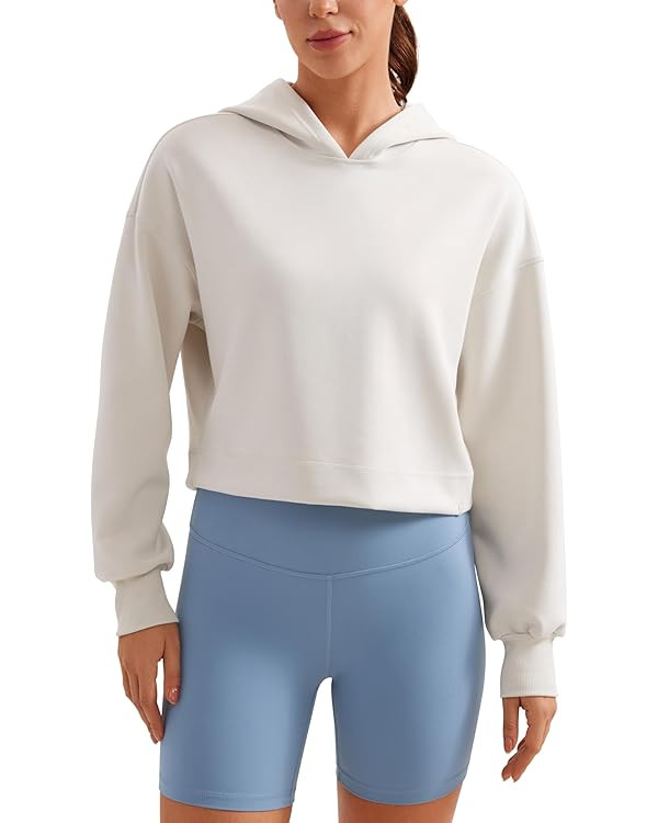 CRZ YOGA Womens SoftAura Cropped Hoodie Long Sleeve Hooded Sweatshirt Basic Workout Casual Pullov... | Amazon (US)
