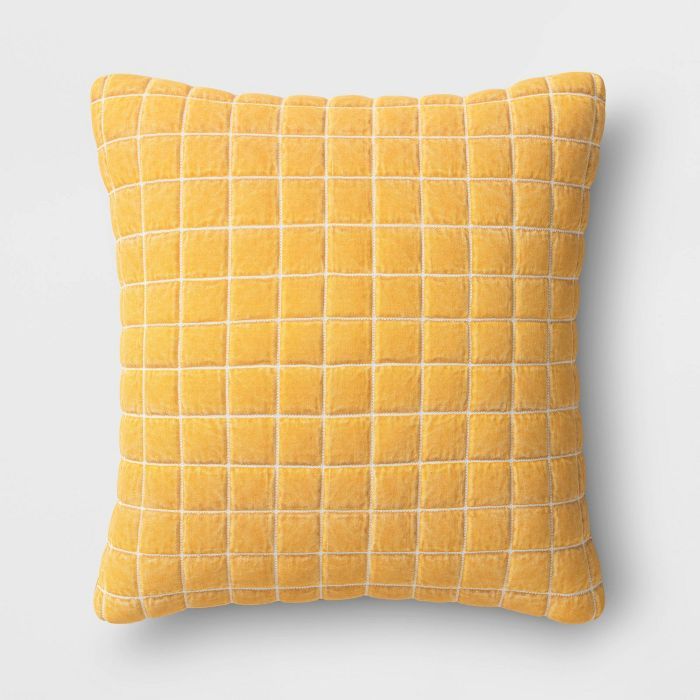 Square Velvet Grid Embroidered Pillow - Threshold™ | Target