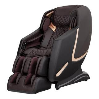 TITAN Prestige Brown Faux Leather Reclining Massage Chair with 3D Massage and BlueTooth Speakers ... | The Home Depot