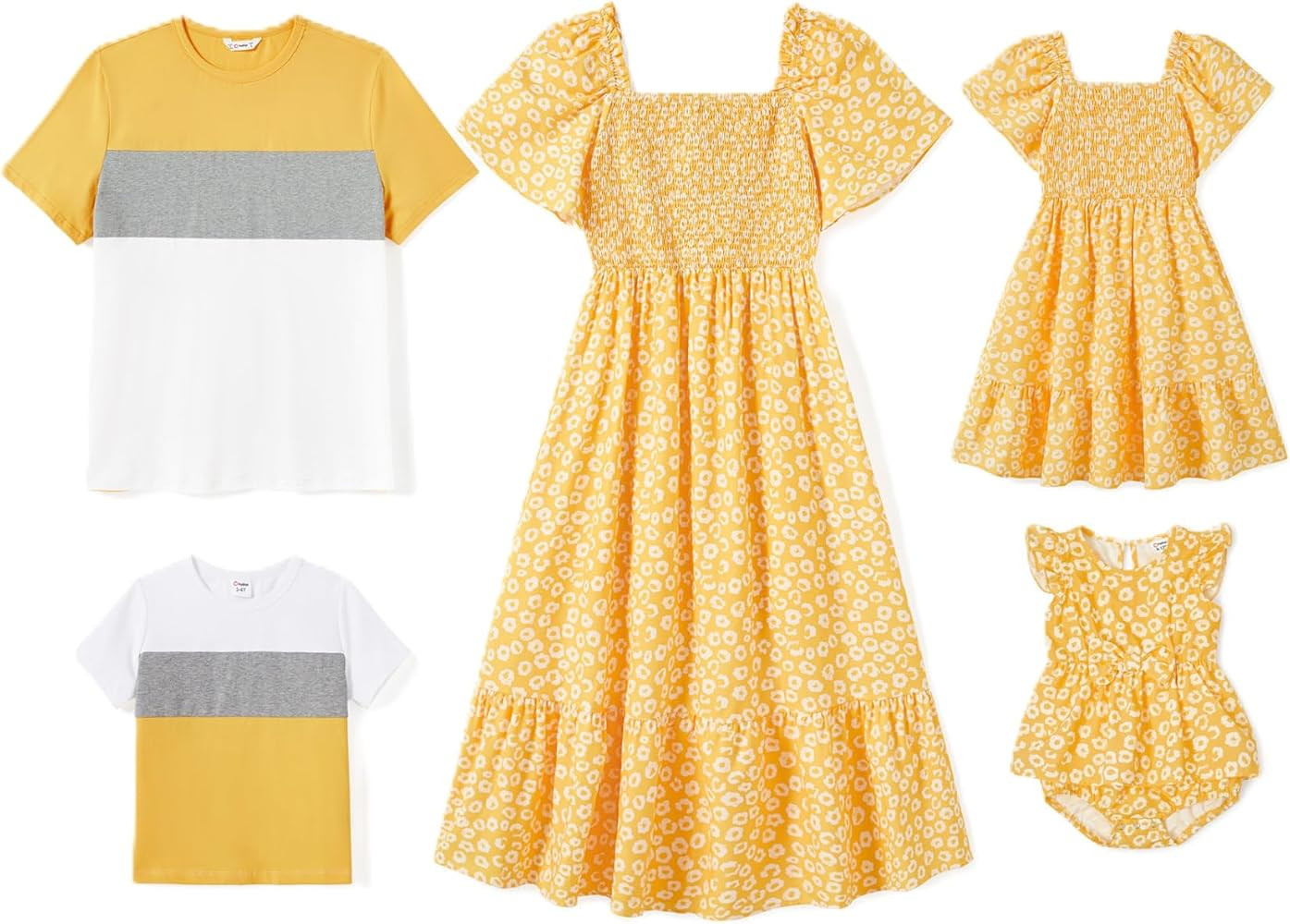 PATPAT Family Matching Outfits Mommy and Me Dresses Floral Dress & T-Shirts | Amazon (US)