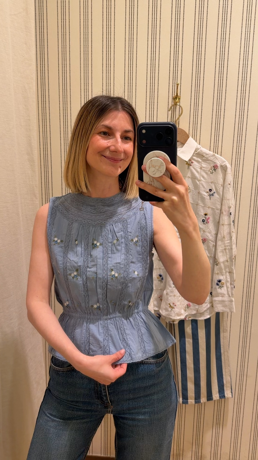 Sezane Dorrit blouse 😍 Romantic cotton blouse with lace and floral embroidery! Perfect for everyday, brunch with the girls, date night and all your upcoming summer travels 🙌 Comes in blue and white! So pretty! 

#LTKvlog #LTKdayinmylife #LTKootd