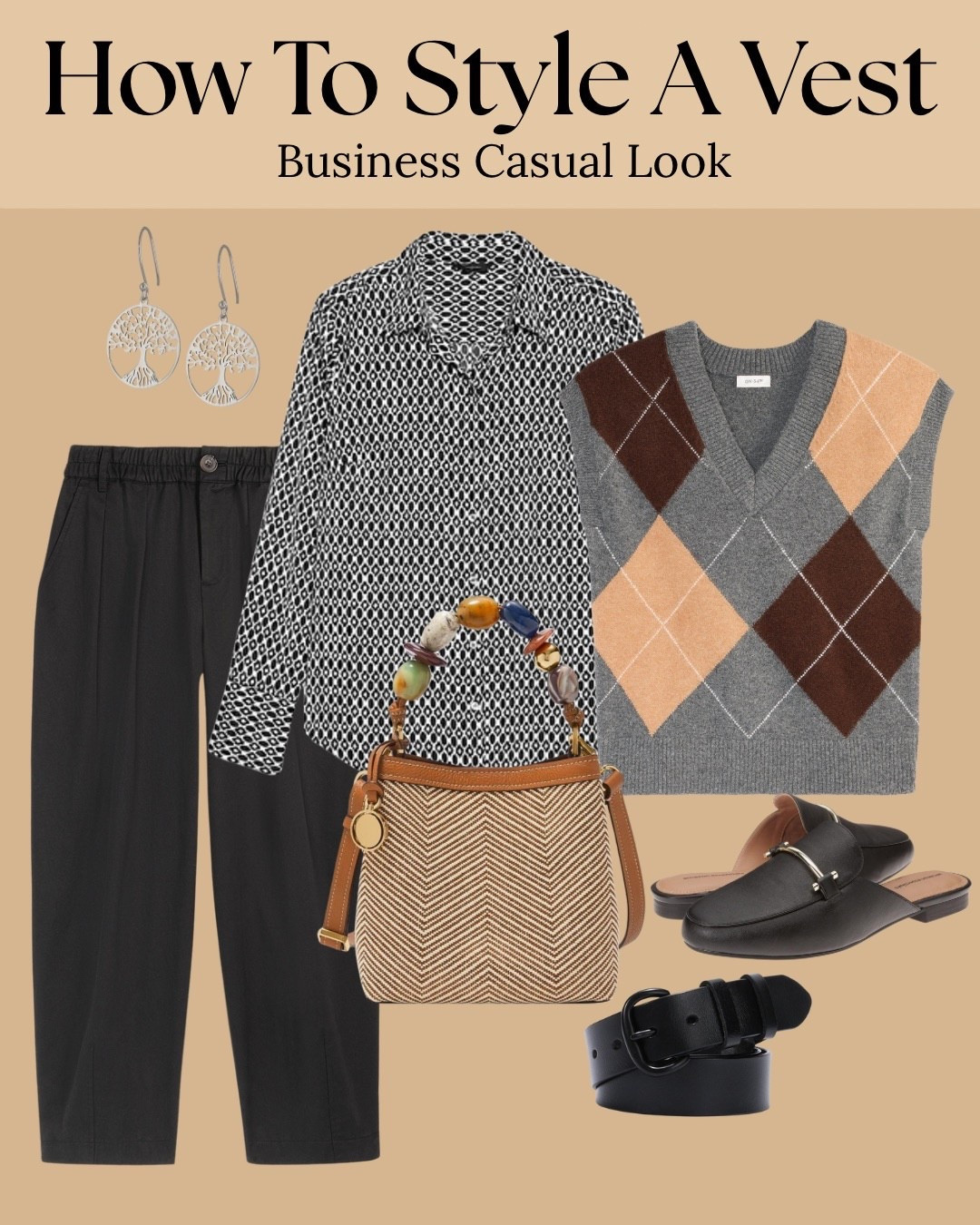 How to style a vest for work
Layering a vest over a patterned blouse instantly gives your outfit a more polished look. Add tailored pants and loafers for an easy business casual combo that still feels comfortable. The neutral tones keep it classic, while the bag and earrings add just enough personality.

#LTKfashion #LTKstyle #LTKfinds #LTKworkwear #LTKoutfitideas #businesscasual #falloutfitideas #LTKunder100 #midlifestyle #classicstyle

#LTKStyleTip
