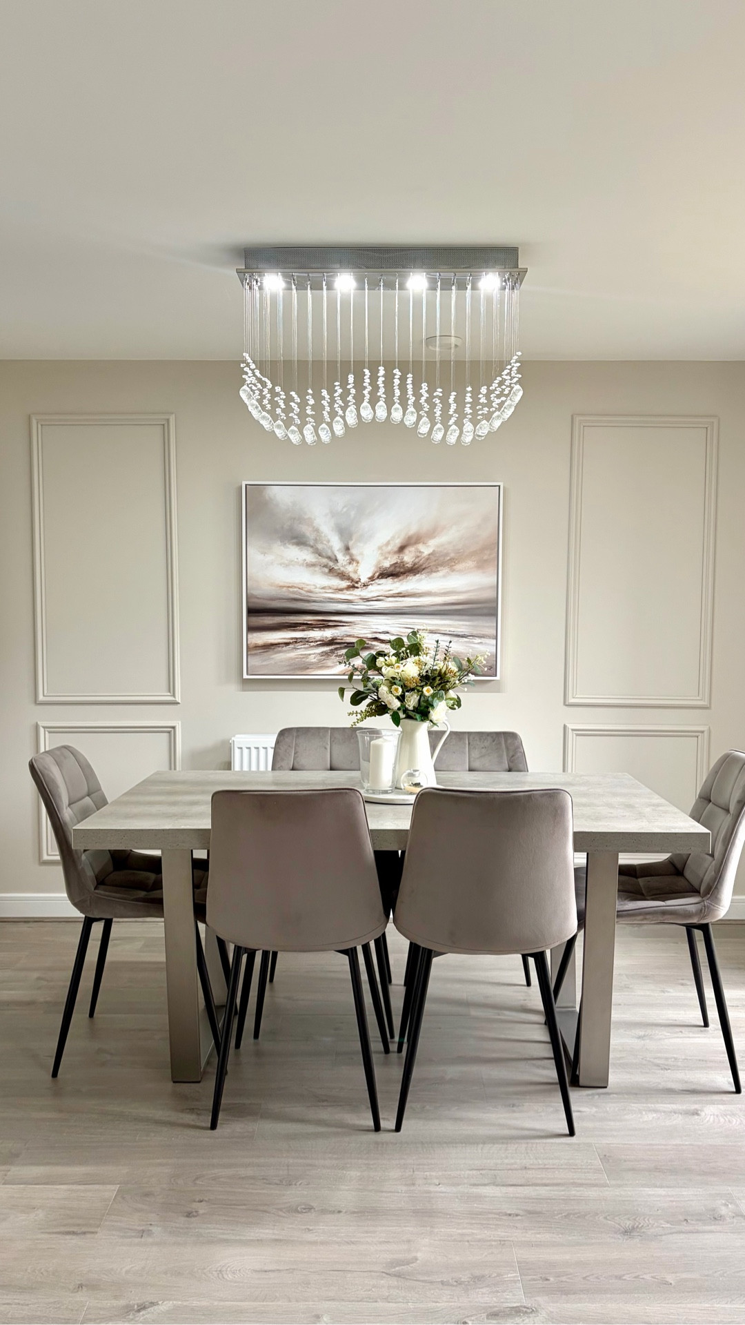 transforming our white new build walls: dining room panelling 🤍 

🏷️ neutral home decor, home transformation, diy project, wall panelling, neutral paint, dining room decor, dining table, dining chairs 

#LTKhome #LTKuk