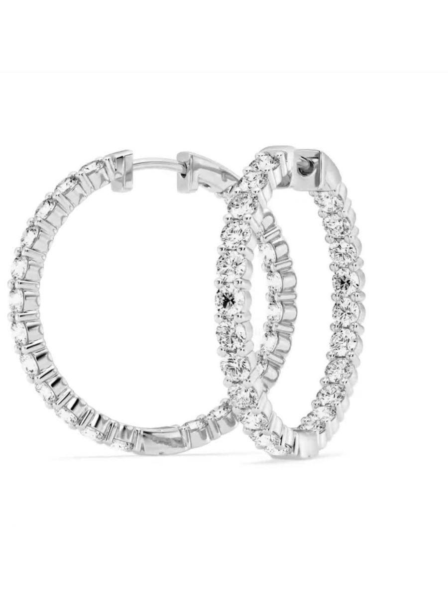 14K White Gold & 4 TCW Diamond Inside-Out Hoop Earrings | Saks Fifth Avenue