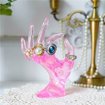 HOMEGOAL Ring Holder, Pink , Jewelry Display Holder, Danish Pastel Room Decor, Preppy Decor, Mann... | Amazon (US)