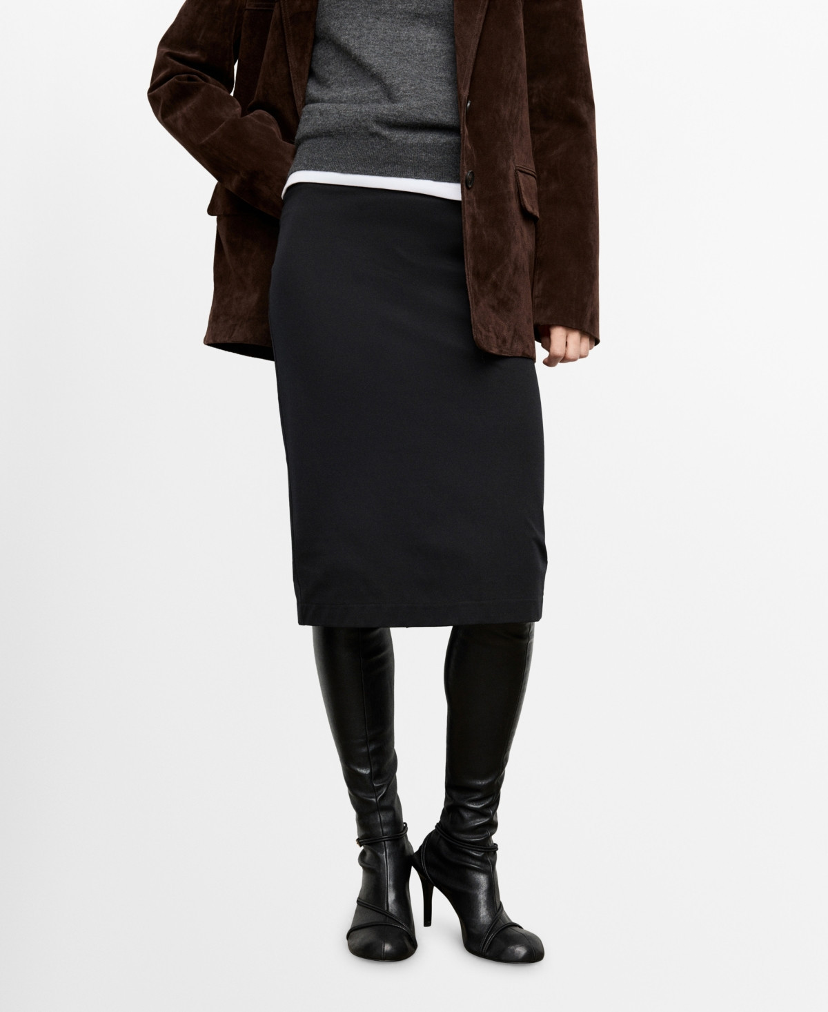 Mango Women's Midi Pencil Skirt - Black | Macy's