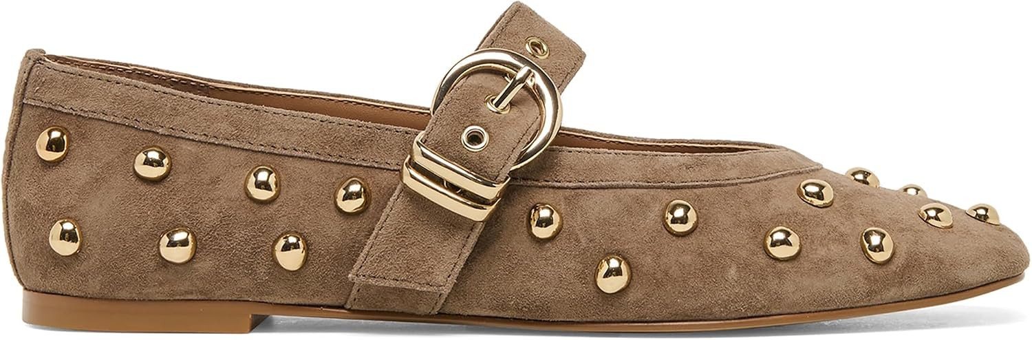 Studded Ballet Flats for Women Square Toe Slip on Ballet Flat Shoes Comfortable Pump Shoes for Daily Wear | Amazon (US)