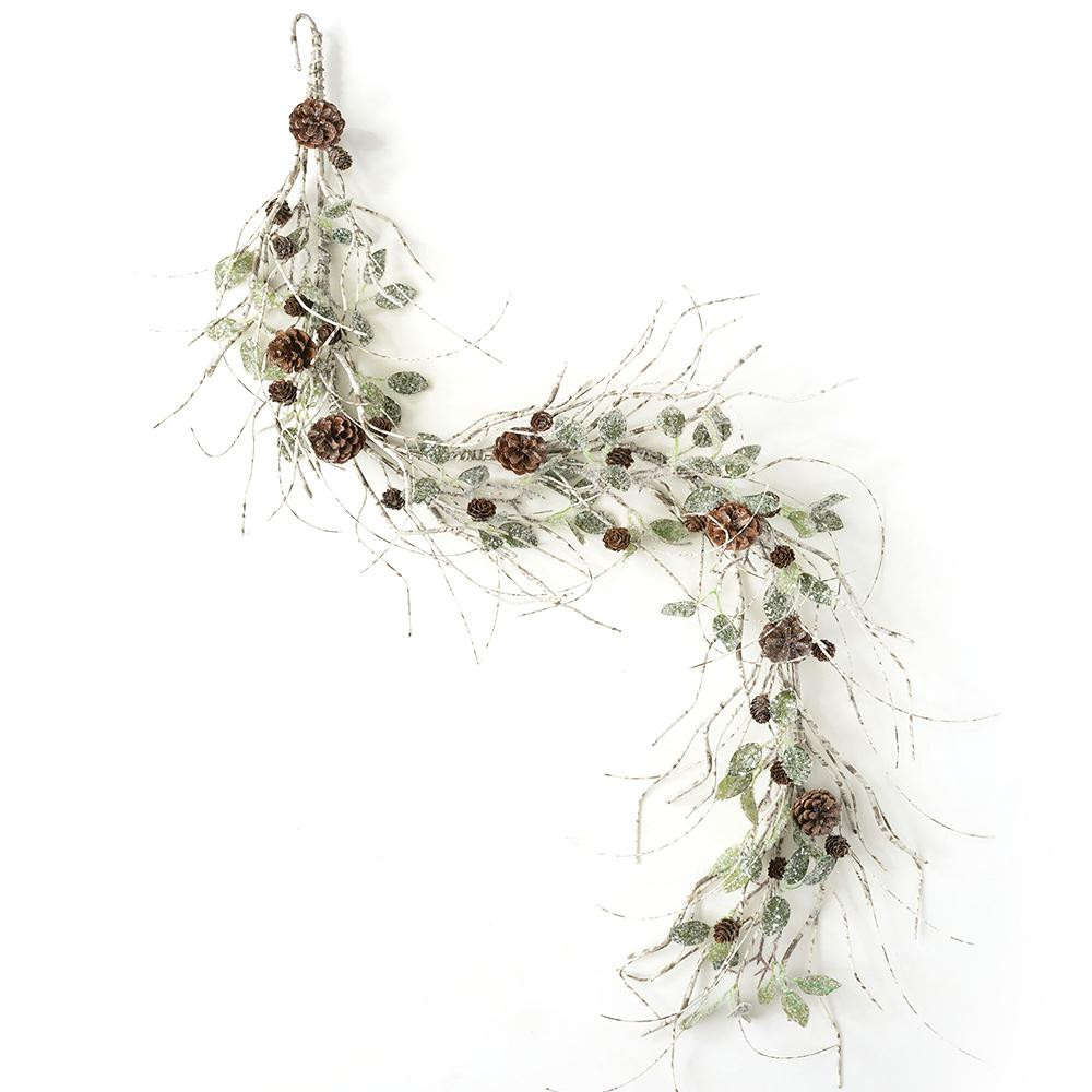 5 ft. Unlit Green Birch/Leaf/Pine Cone Artificial Christmas Garland-BLPGD - The Home Depot | The Home Depot