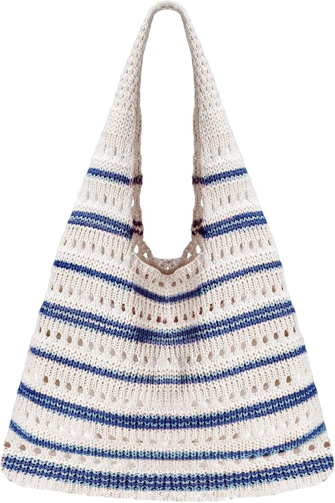 Sightor Crochet Tote Bag, Mesh Beach Bag Knit Summer Hobo Bag Vacation Boho Tote Bag for Women | Amazon (US)