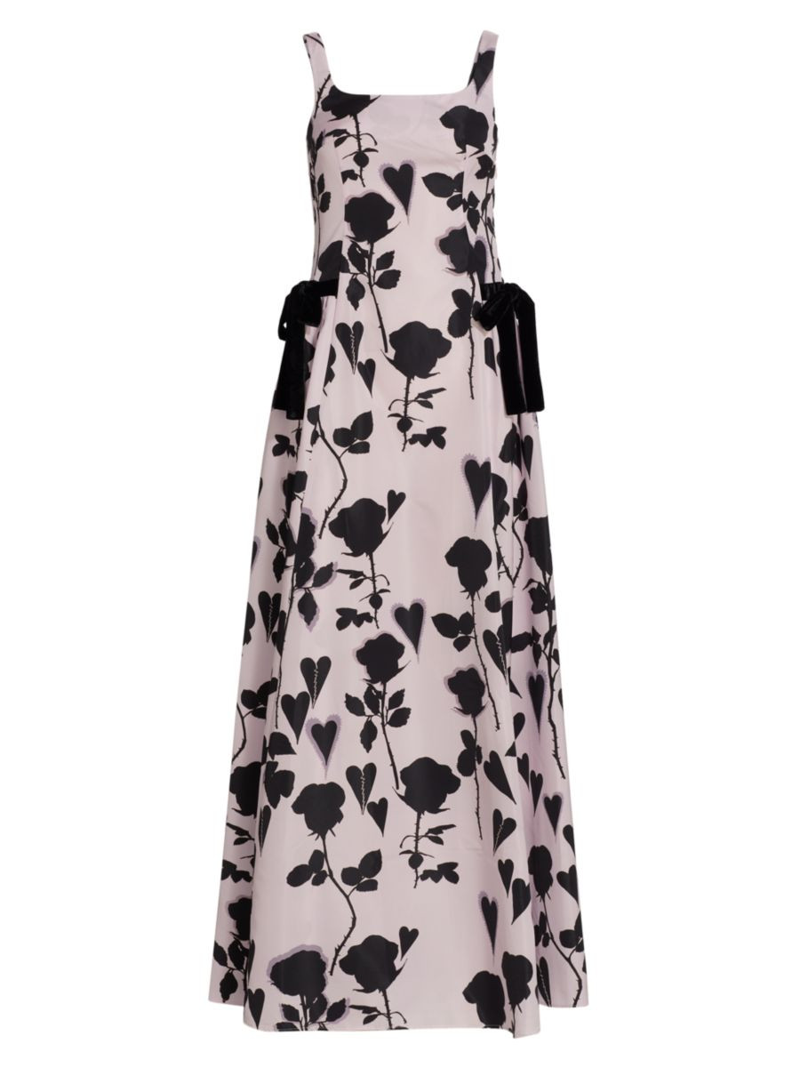 BERNADETTE Floral Heart Velvet-Bow Gown | Saks Fifth Avenue