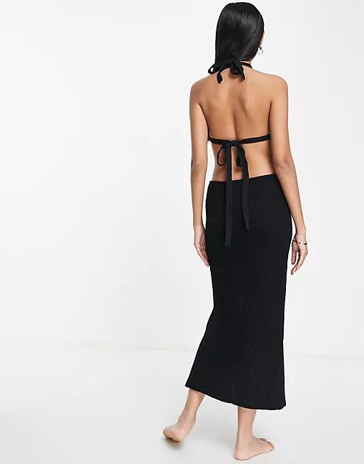4th & Reckless Fenton knitted midi beach dress with ring detail in black | ASOS (Global)