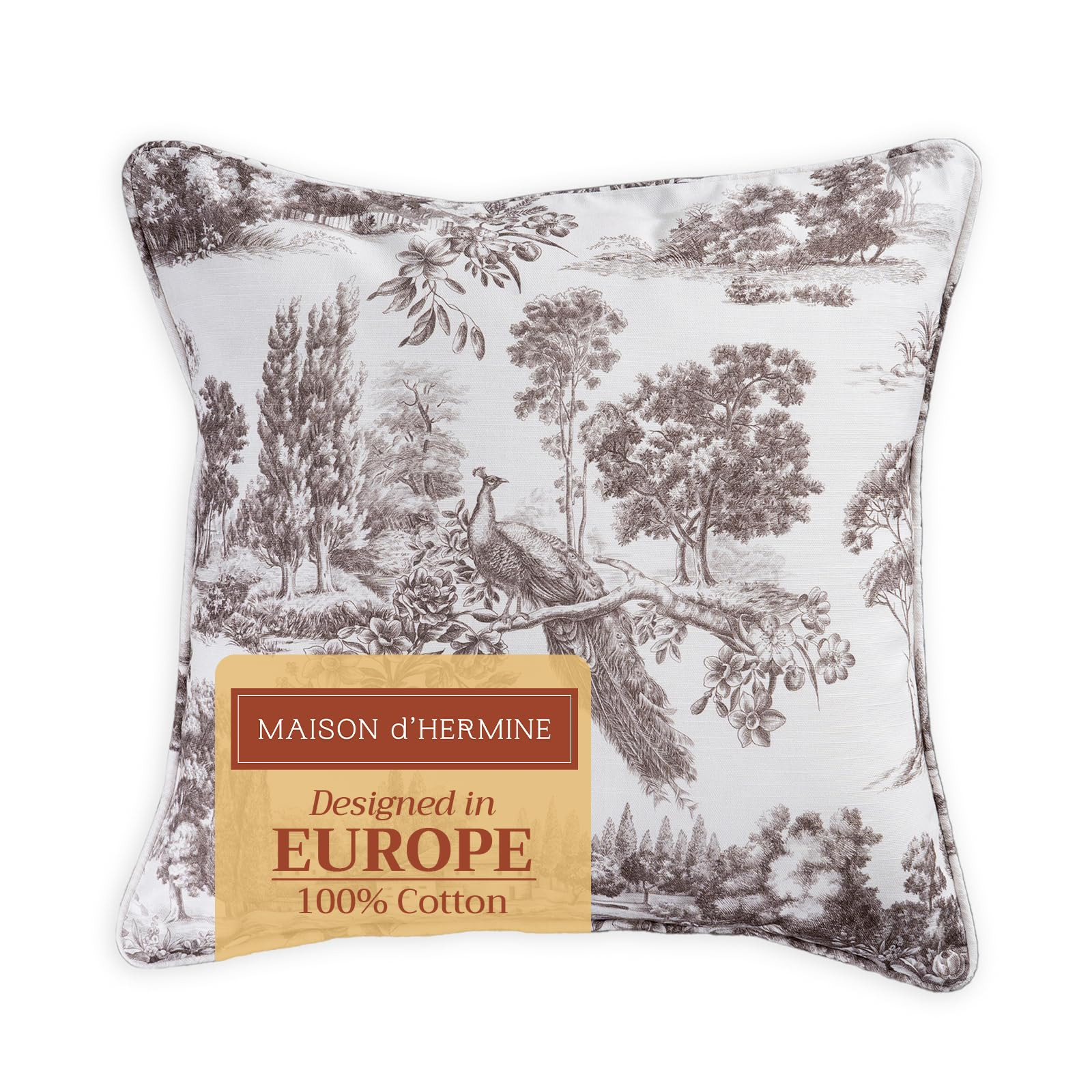 Maison d' Hermine Decorative Pillow Covers 20 x 20 inch Square 100% Cotton Toile Throw Pillow Cov... | Amazon (US)