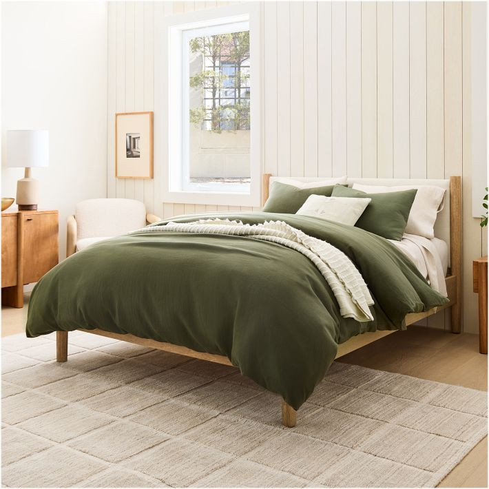European Flax Linen Full/Queen Duvet, Dark Olive | West Elm (US)