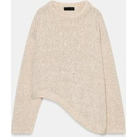 Zara - Asymmetric Knit Jumper - Ecru / Beige - M - Woman | Zara US