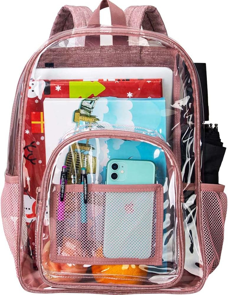 Clear Backpack, Heavy Duty Transparent Bookbag, See Through PVC School Bag for Women Men | Amazon (US)