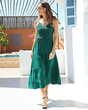 Dokuritu Women's Beach Crochet Lace Maxi Dress       
Material: VISCO | Amazon (US)