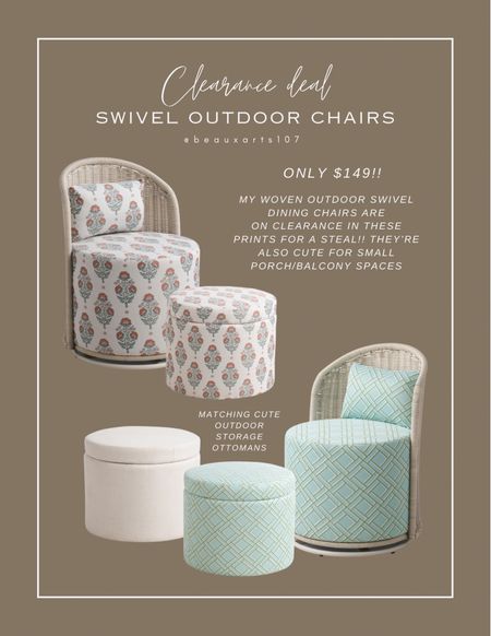 Shop these cute outdoor swivel chairs and storage ottomans on clearance for a steal! 

#LTKHome #LTKStyleTip #LTKSaleAlert