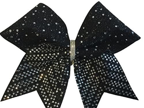 Black Glitter Rhinestone Cheer Bow | Amazon (US)