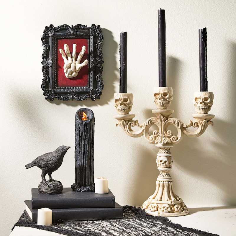 Midnight Shadows Black Candle with Light, 7.8" | At Home